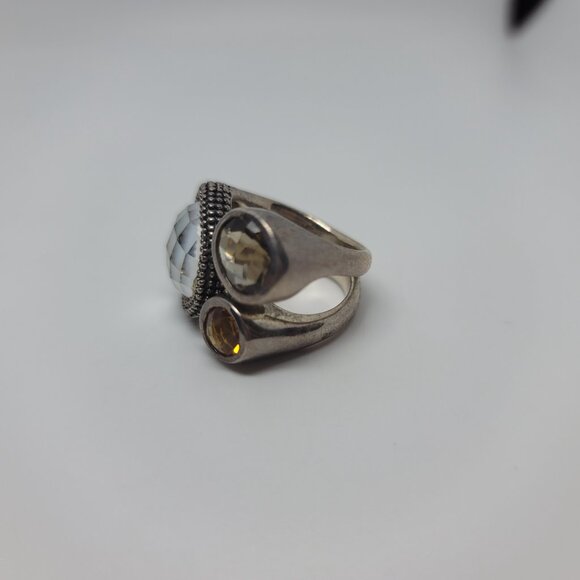 Moonstone, Citrine, Smoky Quartz & Sterling Ring - Picture 2 of 6